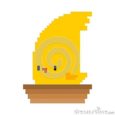 Bird in nest pixel art. Birdie little pixelated 8 bit. Vector illustration Vector Illustration