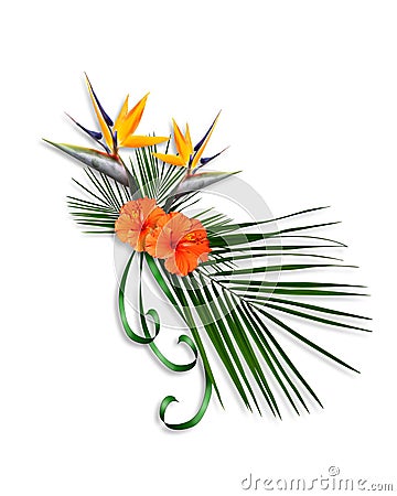 Bird Of Paradise floral element Cartoon Illustration