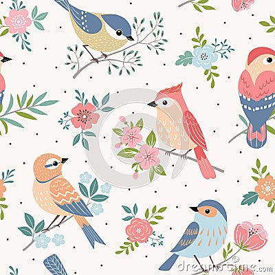 Bird pastel pattern Vector Illustration