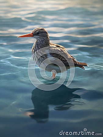 Peacefully swimming on the water's surface, unaware of any impending danger. Stock Photo
