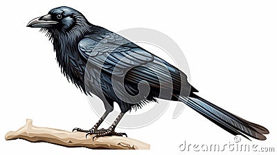 Detailed Crow Clip Art With White Margins For Easy Cropping Cartoon Illustration
