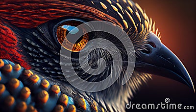 Bird portrait Majestic hawk with intricate multi colored feathers ,generative AI Stock Photo