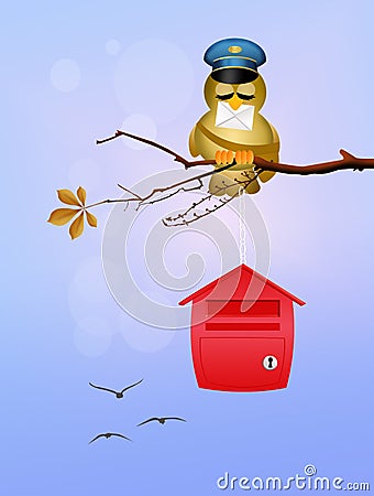 Bird postman on branches Stock Photo