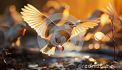 Bird of prey spreads wings in tranquil dusk generated by AI Stock Photo