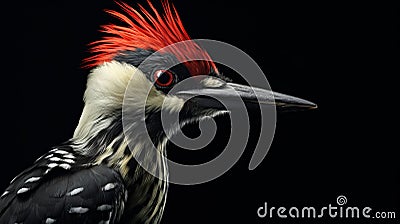 Ultra-realistic Woodpecker Portrait: Exquisite Precisionist Style Photography Stock Photo