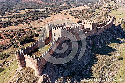 Bird's eye view of Castle of Riba de Santiuste Stock Photo