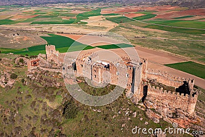 Bird's eye view of Castle of Riba de Santiuste Stock Photo