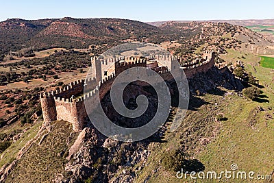 Bird's eye view of Castle of Riba de Santiuste Stock Photo