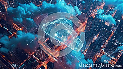A bird's eye view of a cloud-based infrastructure optimizing data management Stock Photo