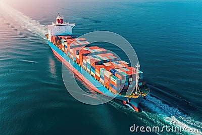 A Bird's-Eye View of Cutting-Edge Maritime Cargo Shipping Stock Photo