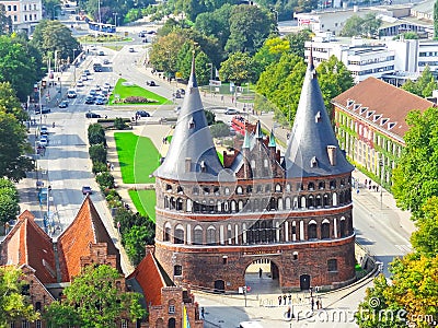 Holstentor in city of Luebeck LÃ¼beck, Germany Stock Photo