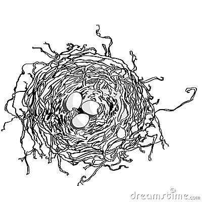 Bird`s nest vector eps illustration by crafteroks Vector Illustration