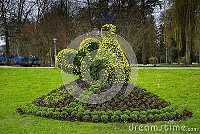 Sculpture from flowers in Bad Krozingen Schwarzwald germany Stock Photo