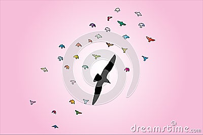 Bird silhouette. flock of flying birds. migrating animals. open wings. clip art Vector Illustration