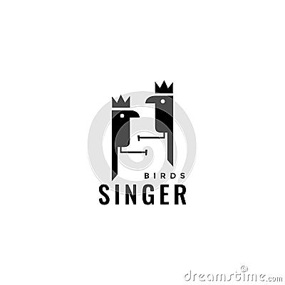 Bird singer with crown logo design vector Vector Illustration