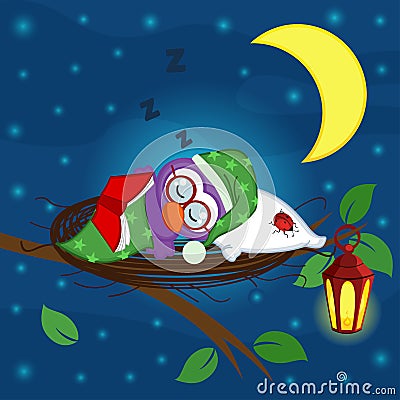 Bird sleeps in a nest Vector Illustration