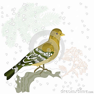 Bird and snow Christmas motive vector Vector Illustration