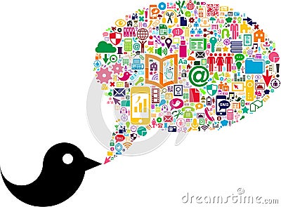 Bird with social media speech bubble Vector Illustration