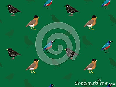 Bird Starling Wallpaper Vector Illustration