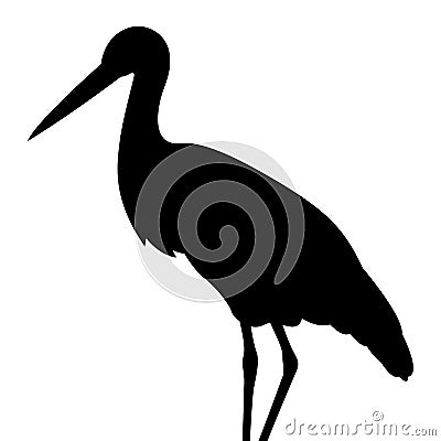 Bird stork vector illustration black silhouette profile Vector Illustration