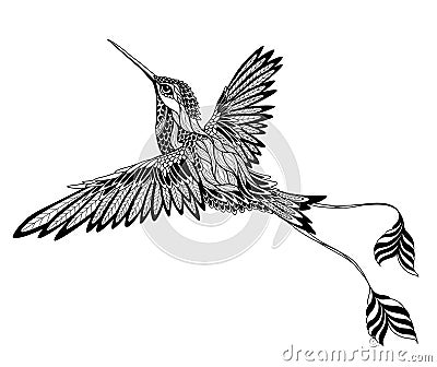 Bird tattoo. psychedelic, zentangle style Vector Illustration