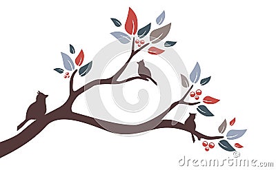 Bird Tree Branch Vector Illustration