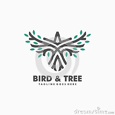 Bird Tree Concept illustration vector Design template Vector Illustration