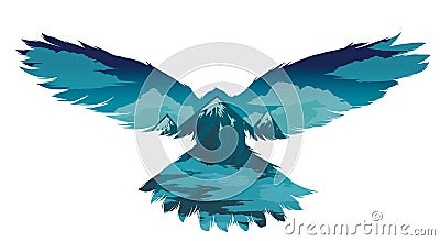 Bird vector illustration with double exposure effect. Vector Illustration