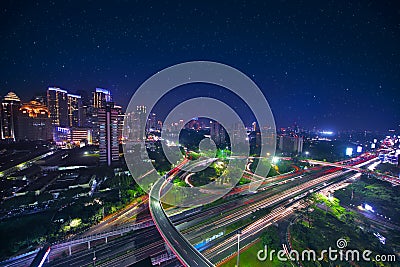 Beautiful Semanggi road intersection at night Stock Photo