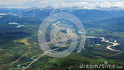 Bird view of the jasper town Stock Photo