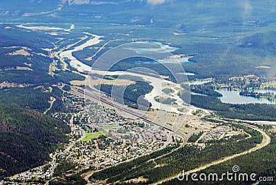 Bird view of the jasper town Stock Photo