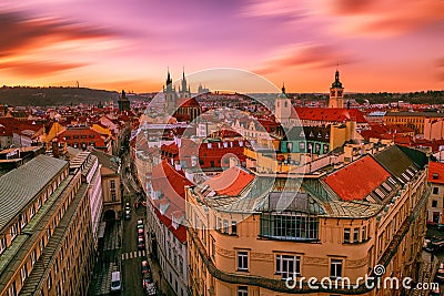 Red Prague of czech Stock Photo