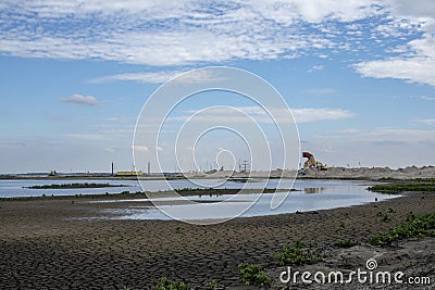 Bird watching towe on new islands, in the Markermeer, the Marker Stock Photo