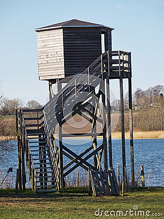 Bird watching tower Stock Photo