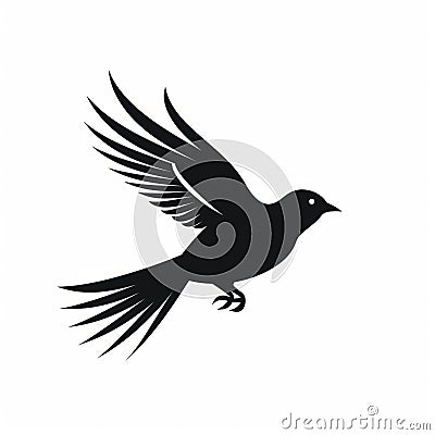 Black Flying Bird Graphic Design Flair Illustration Cartoon Illustration