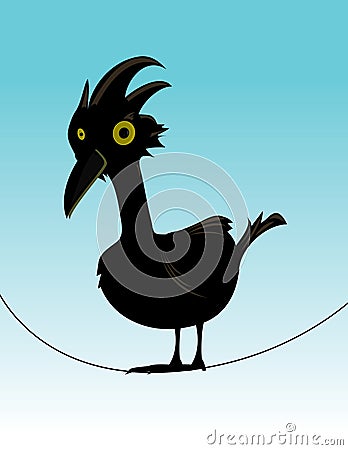 Bird on wire Vector Illustration