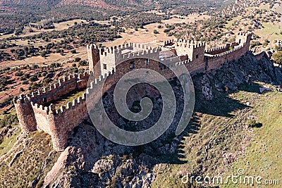 Bird's eye view of Castle of Riba de Santiuste Stock Photo