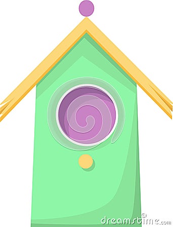 Birdhouse, bird feeder. The birdhouse is green. Vector Illustration