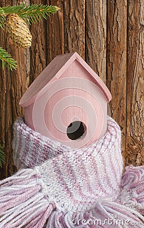 Birdhouse, house insulation. Stock Photo
