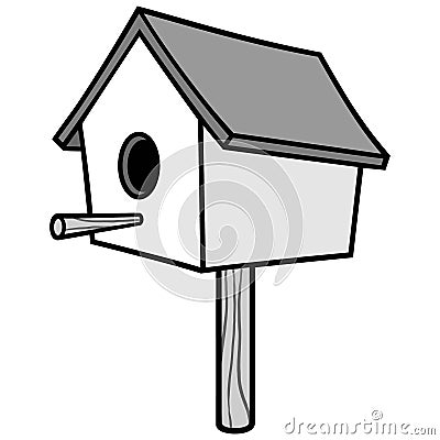 Birdhouse on a Stick Illustration Vector Illustration
