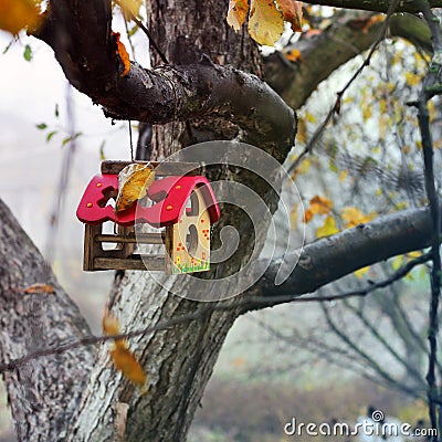 Birdhouse on a tree Stock Photo