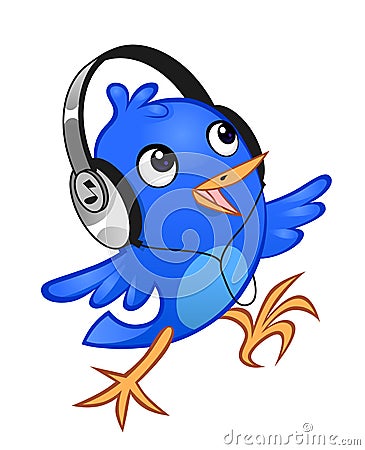 Birdie music lover Vector Illustration