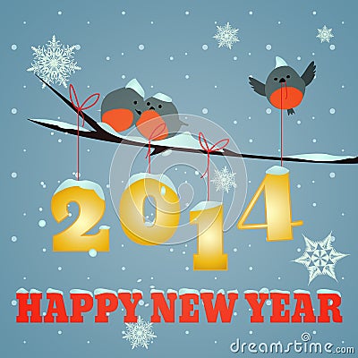 Birdies Happy new year 2014 Stock Photo
