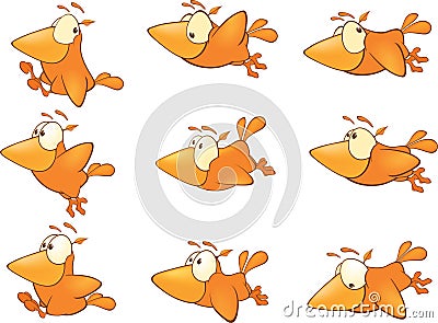 Birdies set cartoon Vector Illustration