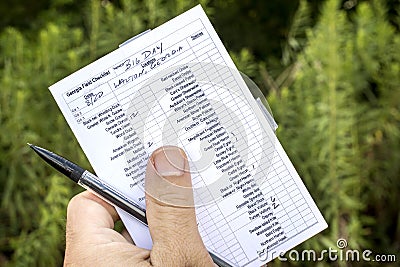 Birding Ornithological Life List Checklist Stock Photo