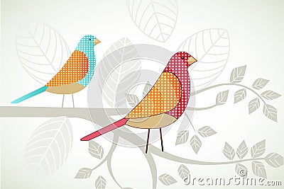 Birds on a branch Vector Illustration