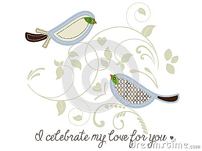 Birds celebrating Love Vector Illustration