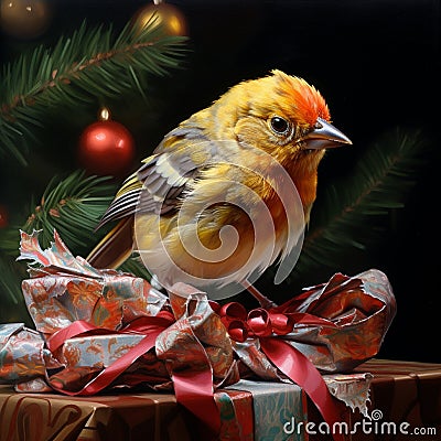 birds enjoy Christmas generated by AI tool Stock Photo