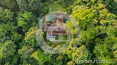 From a birds eye view the ancient sanctuary looks like a hidden gem in the midst of nature a perfect retreat for a Stock Photo