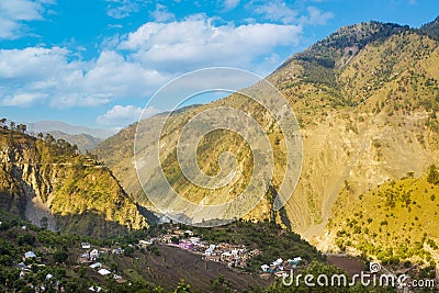 Mountain City Kargil located in the bed of High Himalayan Mountain amidst Srinagar Leh Highway Stock Photo